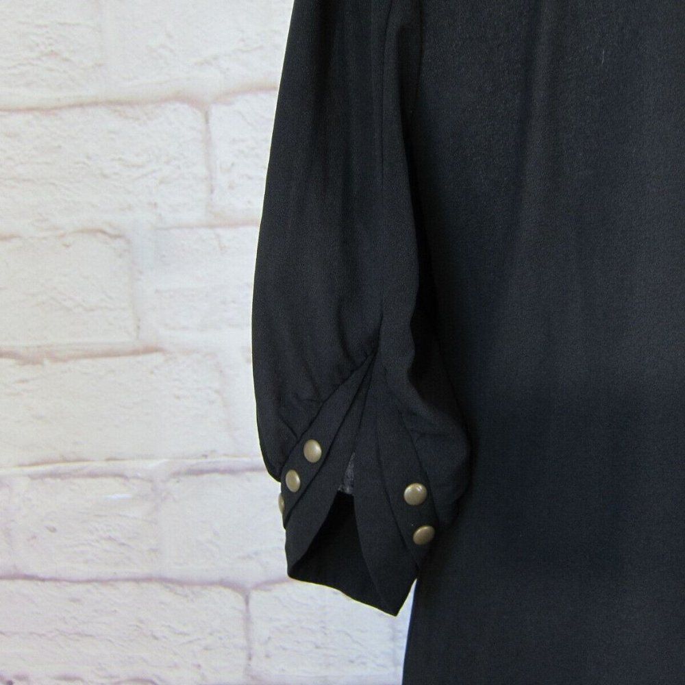 41 Hawthorn Stitch Fix Black Chiffon Brass Studded Notch Collar Blouse size S - Picture 4 of 6